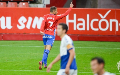Aitor Garcia celebra el primer gol del partit | Real Sporting